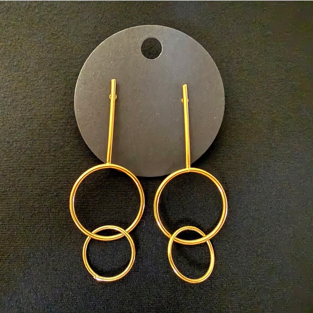 joolz by Martha Calvo 14k Gold Plated Double Drop Hoop Earrings 2.5"